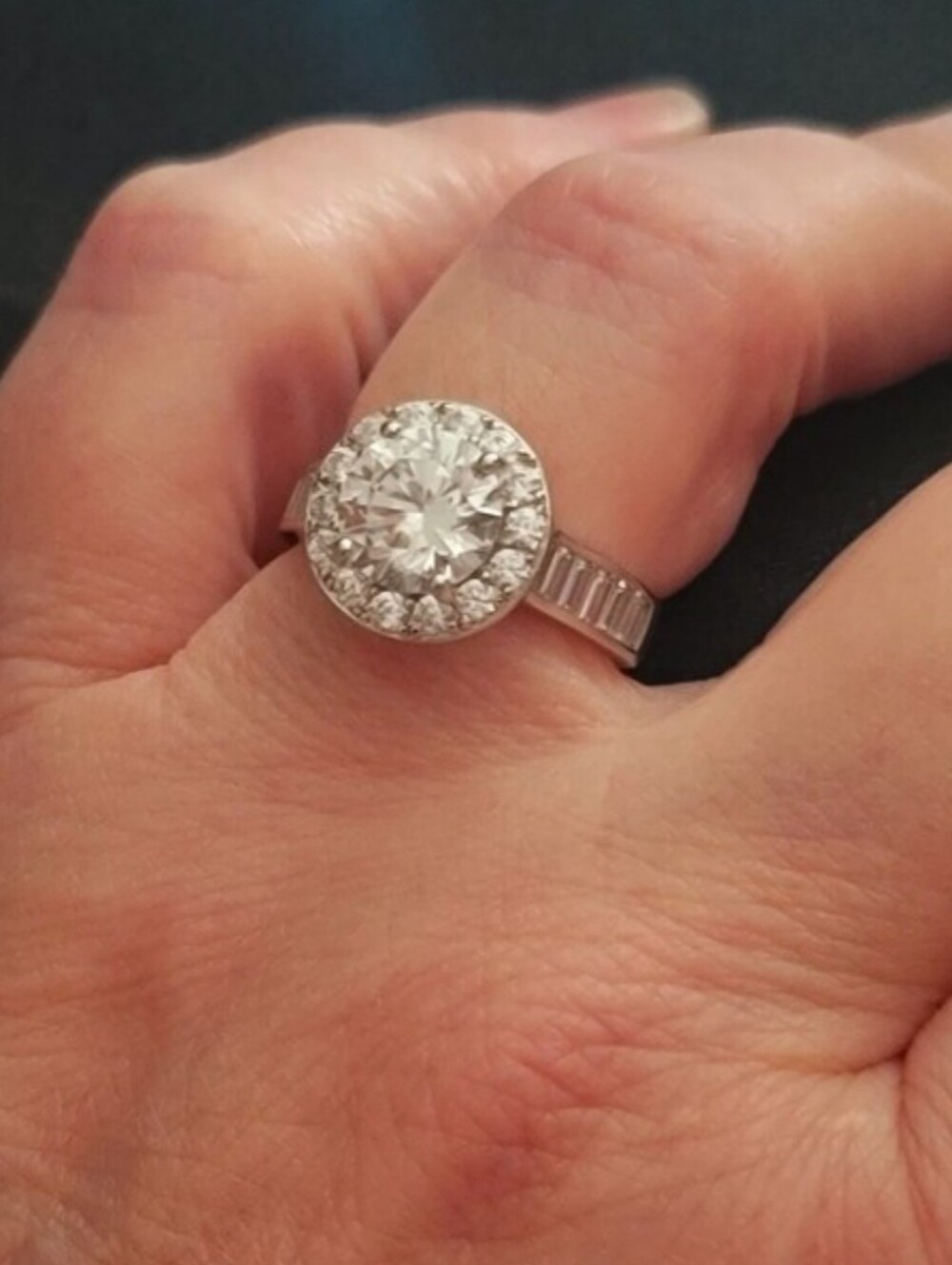 925 Sterling Silver & Simulated Diamonds Bella Luce Halo Ring Sz 6